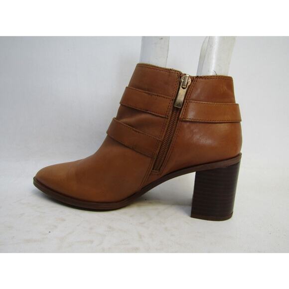 Franco Sarto Womens Size 8 Brown Leather Zip Buckle Ankle Fashion Boots Booties - Picture 2 of 11